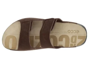 Men's 2nd Cozmo Mocha Brown Leather Double Strap Slide Sandal