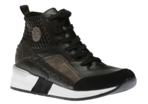 Micro Stretch Black Lace-Up Wedge Sneaker
