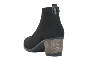 Microstretch Black Embossed Heel Ankle Boot
