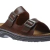 Mikael Buffalo Brown Leather Slide Sandal
