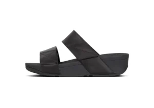 Mina Black Leather Slide Sandal