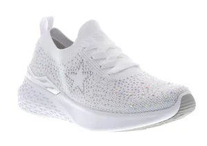 Monticello White Rainbow Rhinestone Slip-On Sneaker