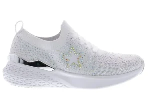 Monticello White Rainbow Rhinestone Slip-On Sneaker