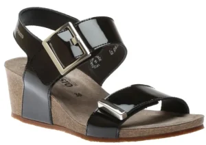Morgana Black Patent Wedge Sandal