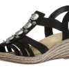 Morokko Black Medallion Wedge Sandal
