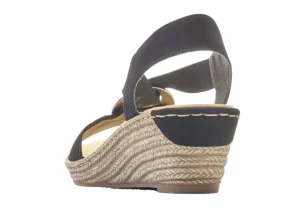 Morokko Black Silver Disc Wedge Sandal
