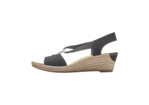 Morokko Black Silver Disc Wedge Sandal