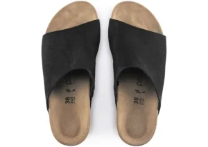 Namica Black Suede Leather Slide Wedge Sandal