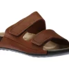 2nd Cosmo Tuscany Brown Leather Double Strap Slide Sandal