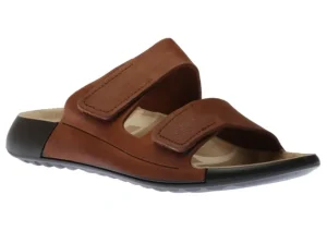 2nd Cosmo Tuscany Brown Leather Double Strap Slide Sandal