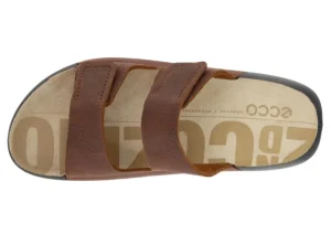2nd Cosmo Tuscany Brown Leather Double Strap Slide Sandal