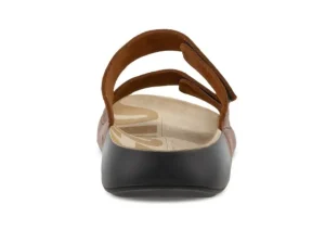 2nd Cosmo Tuscany Brown Leather Double Strap Slide Sandal
