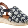 Noa Texa Blue White Embroidered Slip-On Espadrille Flat Sandal