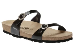 Norie Black Patent Crystal Embellished Buckle Slide Sandal