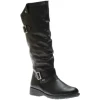 Orleans Black Ruched Leather Tall Boot