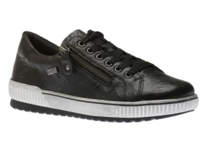 Ottawa Black Leather Zipper Lace-Up Sneaker