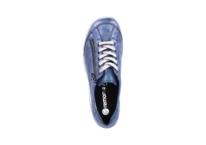 Ottawa Blue Leather Lace-Up Sneaker