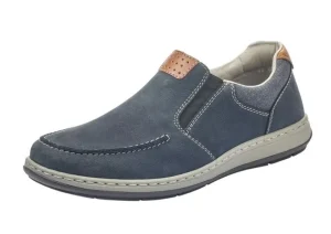 Patros Navy Leather Slip-On Loafer