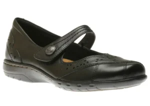 Petra Black Leather Mary Jane Flat