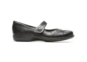 Petra Black Leather Mary Jane Flat