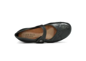 Petra Black Leather Mary Jane Flat