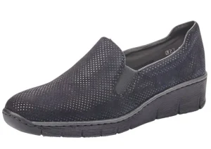 Pisa Navy Silver Polka Dot Slip-On Wedge Loafer