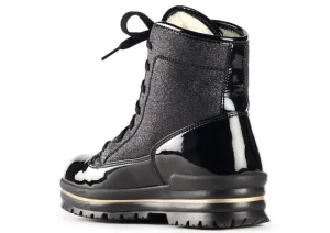 Pop Black Glitter Lace-Up Winter Boot