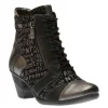 Posen Black Print Lace-Up Ankle Boot