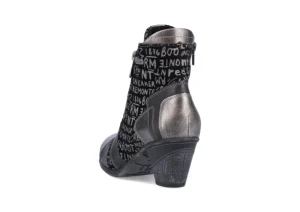Posen Black Print Lace-Up Ankle Boot