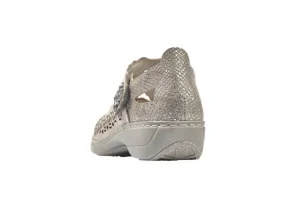 Ravenna Beige Grey Perforated Cutout Mary Jane Shoe