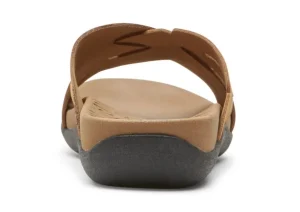 Ridge Woven Tan Brown Leather Slide Sandal