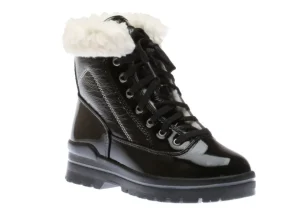 Rimini Lace-Up Black Patent Winter Ankle Boot
