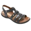 Rubey Black Leather T-Strap Sandal