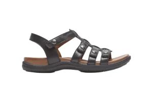 Rubey Black Leather T-Strap Sandal
