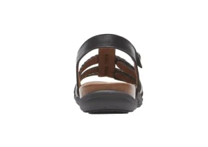 Rubey Black Leather T-Strap Sandal