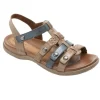 Rubey Khaki / Navy T-Strap Sandal