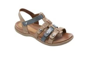 Rubey Khaki / Navy T-Strap Sandal