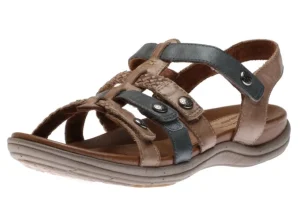 Rubey Khaki / Navy T-Strap Sandal