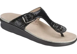 Sanibel Black Snake Thong Sandal