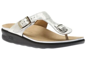 Sanibel Shiny Silver Thong Sandal