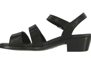 Savannah Black Leather Heel Strap Sandal