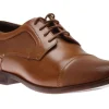 Saxxen Cognac Brown Leather Wingtip Oxford Dress Shoe