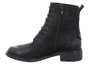 Selena 06 Black Leather Lace-Up Ankle Boot