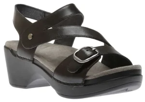 Shari Black Leather Sandal