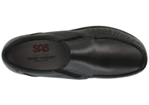 Side Gore Black Smooth Leather Slip-On Loafer