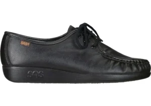 Siesta Black Leather Lace-Up Loafer