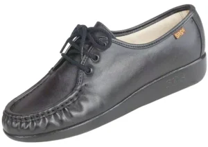 Siesta Black Leather Lace-Up Loafer