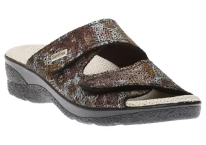 Slide Black Brown Double Strap Sandal