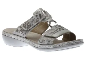 Space White Silver Floral Slide Sandal