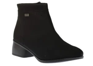Stretch Black Zipper Water-Resistant Ankle Boot